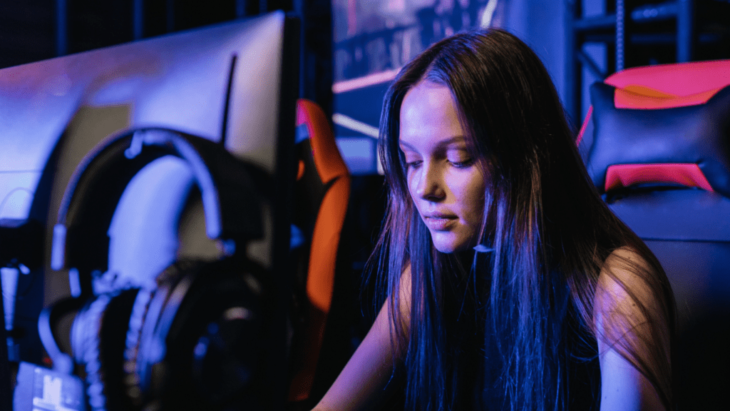 a person sitting in front of computer