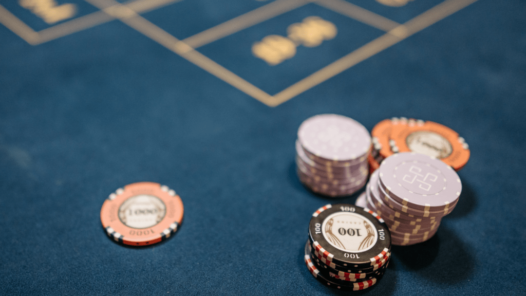 casino chips on a roulette table