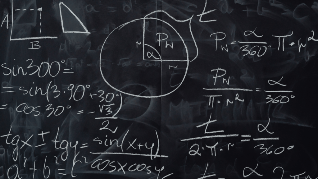 math formulas on a blackboard